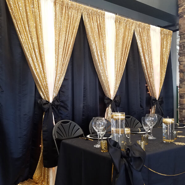 Black & Gold Backdrop - Rent-All Inc.